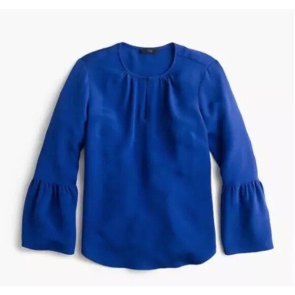 J.CREW Tops - J.Crew Silk Bell Sleeve Blouse Top 00 Blue 200